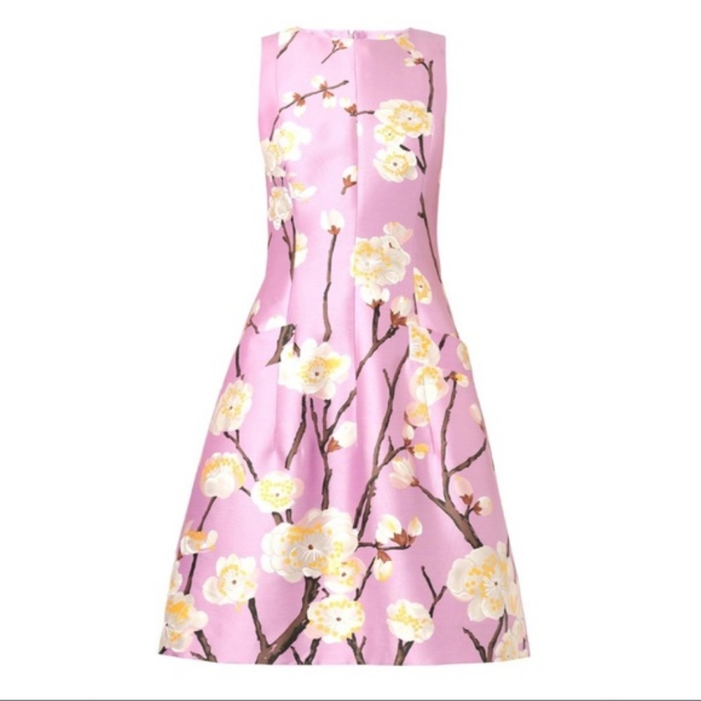 SOLD$2,590 OSCAR DE LA RENTA STUNNING CHERRY BLOSSOM SILK WOOL DRESS US 4 - Picture 3 of 16